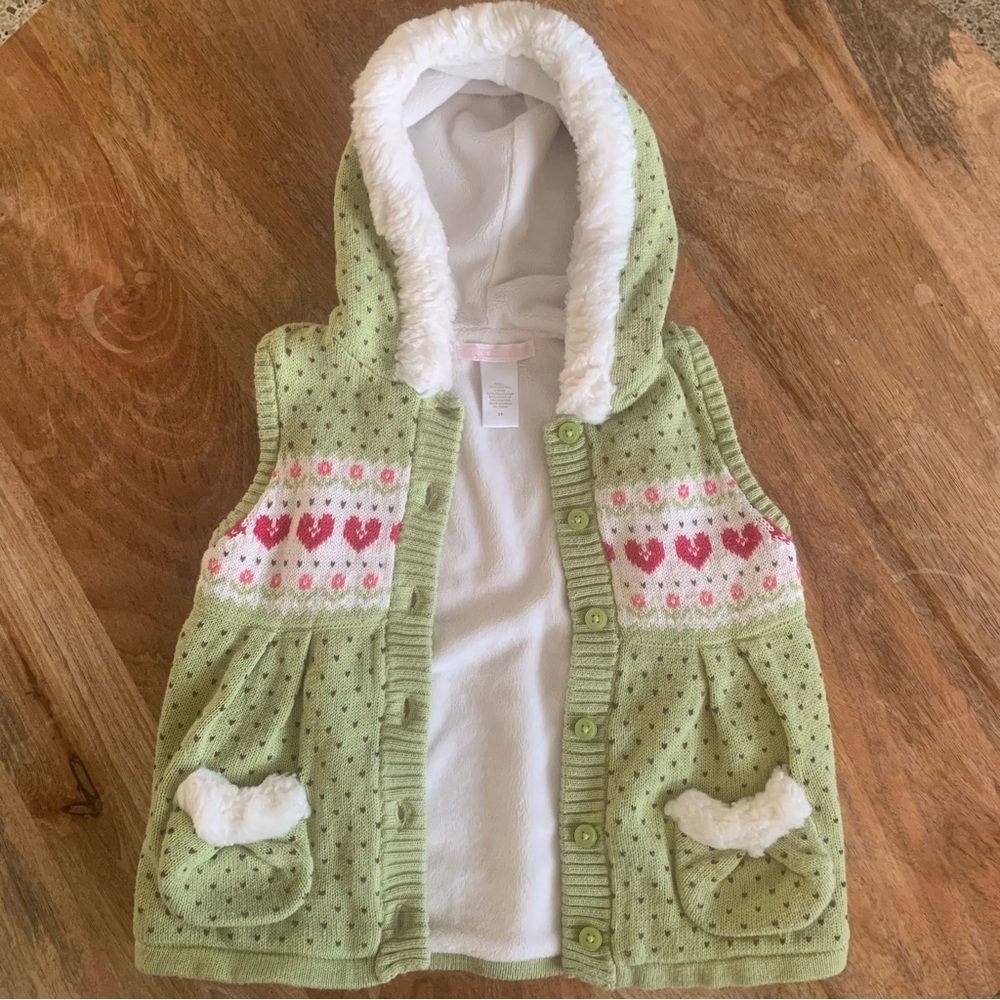 Janie & Jack Hooded Winter Fair Isle Sweater Vest Size 3T